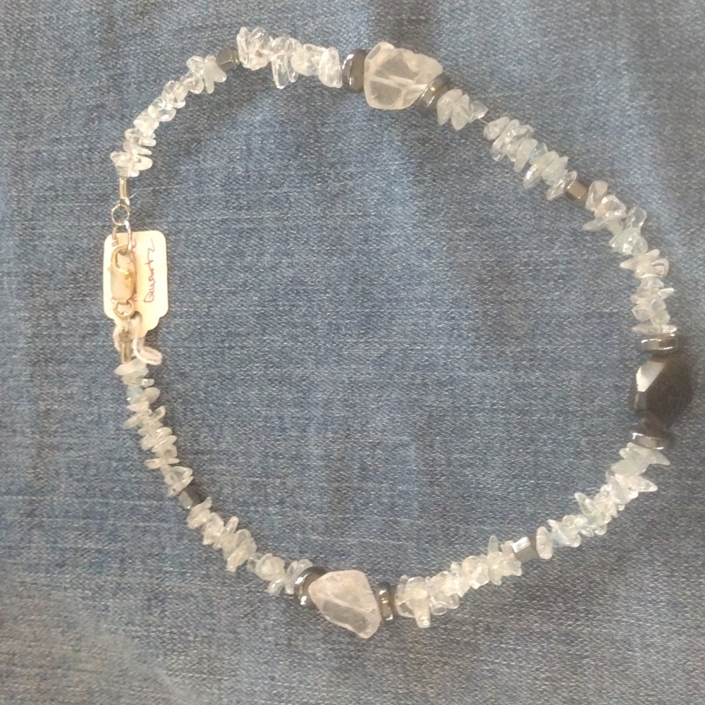 16-3/4 Blue Tiger Eye/Quarts Necklace